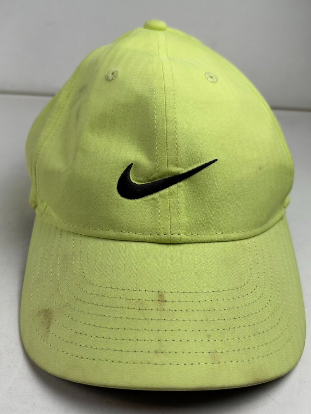 Nike Golf Hat Cap Legacy91 Dri-Fit Neon Volt Lime Green Strapback OSFM Stain